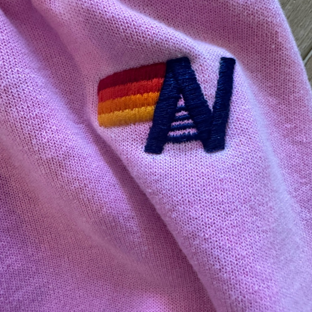 💖🌈Aviator Nation Rainbow Embroidered Sweatpants XS Pink Made in USA 💖🌈 - Picture 2 of 6